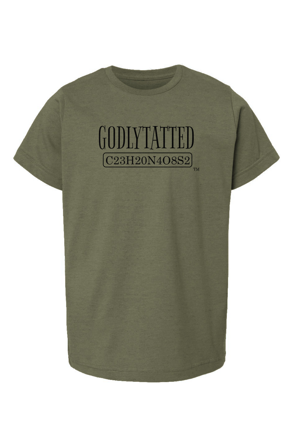 godlytatted - kids - Military Green - Black logo